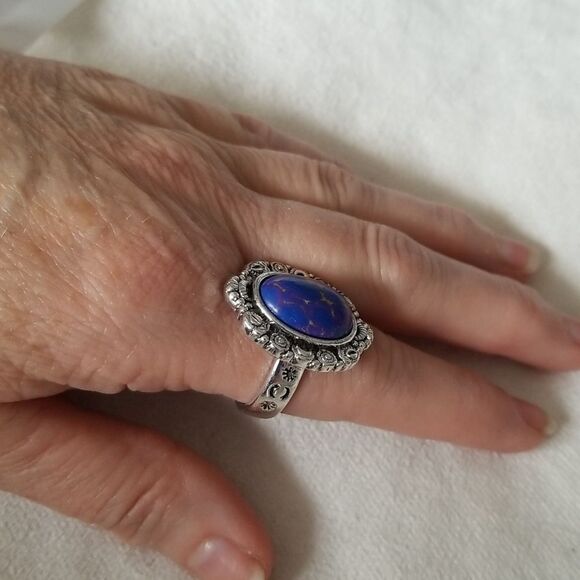 Purple vintage style silver tone band size 9 - Picture 10 of 11